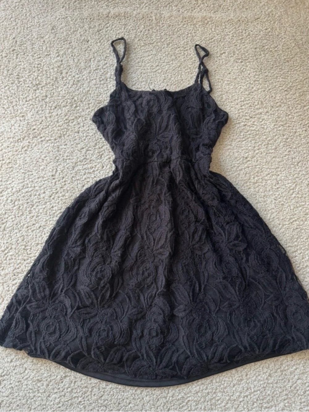 Vintage 2000s Wet Seal Black Lace Midi Dress with Spaghetti Straps y2k rare